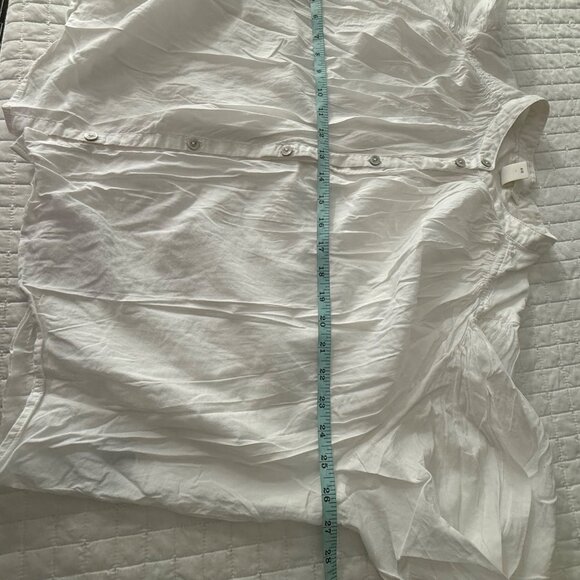 H&M Womens Pleated White Blouse Medium Button-Up Long-Sleeve - Picture 8 of 13